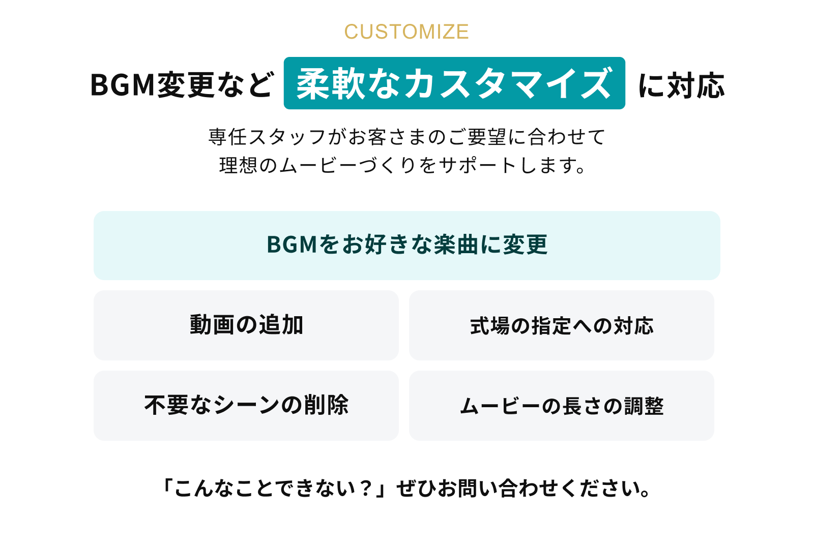 BGM変更など柔軟なカスタマイズに対応